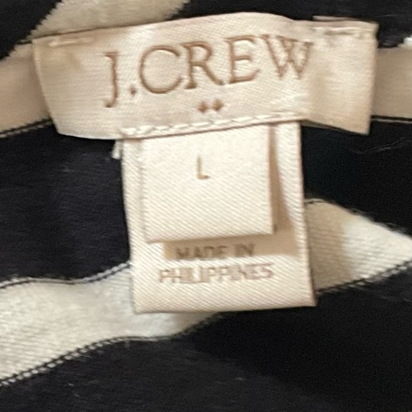 J Crew Womens Black & White Striped Long Sleeve Flocked Lace Cuff Pullover Top L - Picture 5 of 5